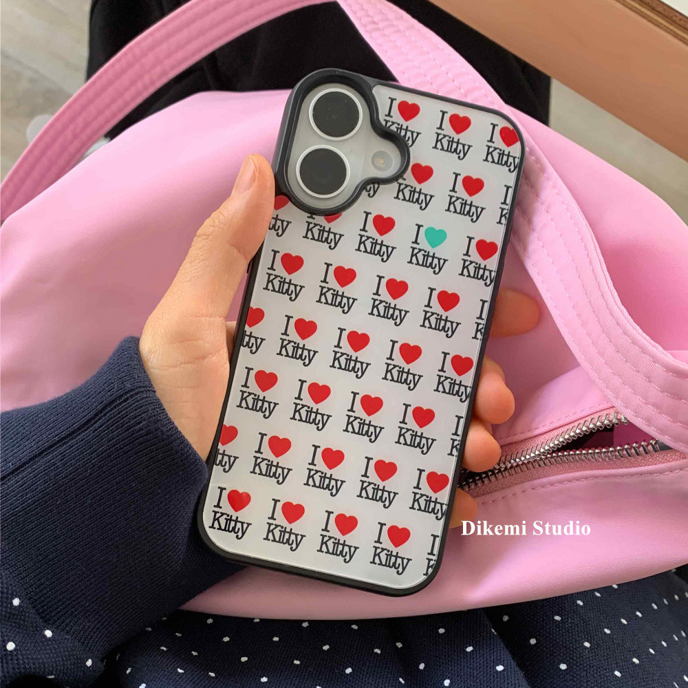เกาหลี Ins บล็อกเกอร์เดียวกัน i love KT Soft Edge Case สําหรับ Iphone16promax/15pro/16/12/14pro/11/xsmax เคสโทรศัพท์
