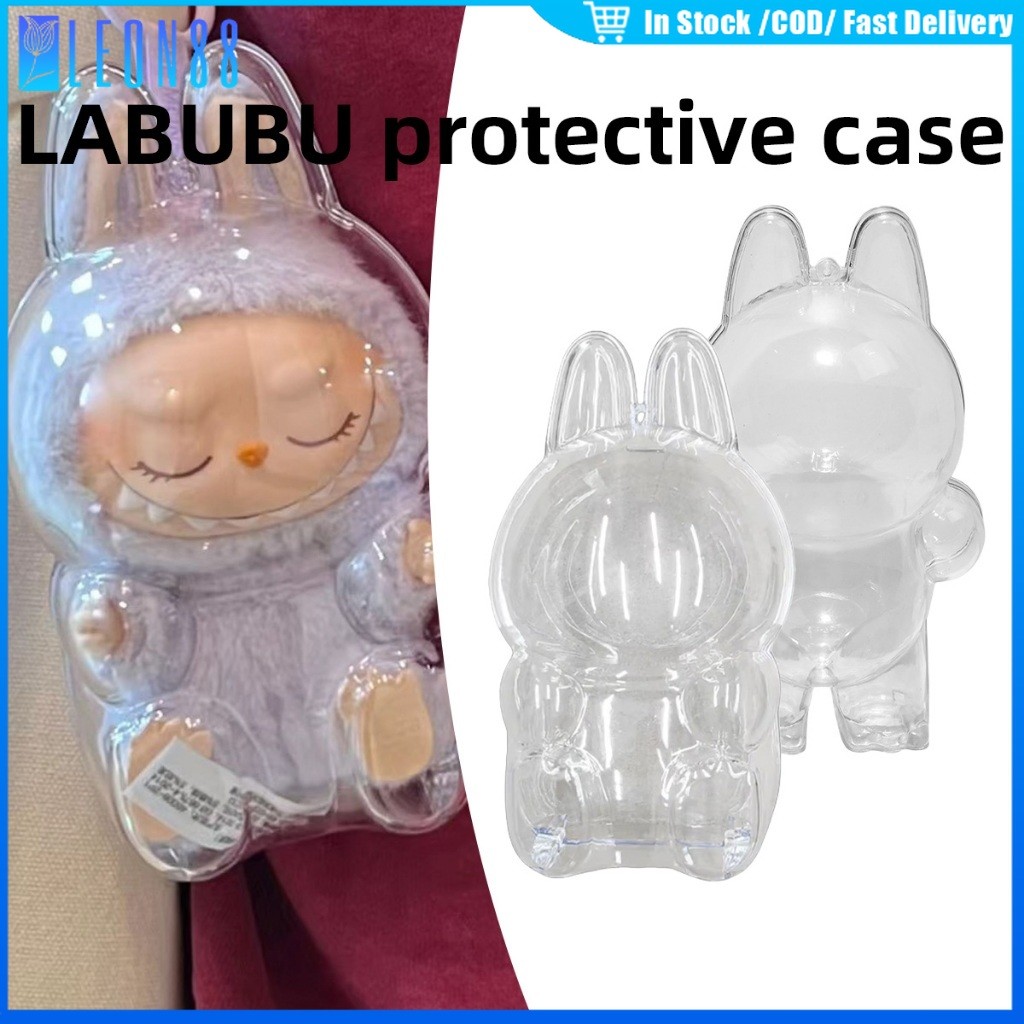 ของมาใหม่！เคสใส่ลาบูบู้ เคส labubu v2 แบบPC กันน้ํา กันฝุ่น แขวนกระเป๋า ท่ายืน17CM ท่านั่ง15.5CM