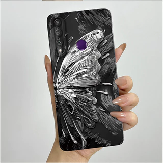 สําหรับ Huawei Y6P Y7P 2020 กรณีซิลิโคนความงามสวยผีเสื้อดอกไม้กันกระแทกสแควร์ Matte Soft TPU กันชนสําหรับ Huawei Y 6P Y 7P ปลอก