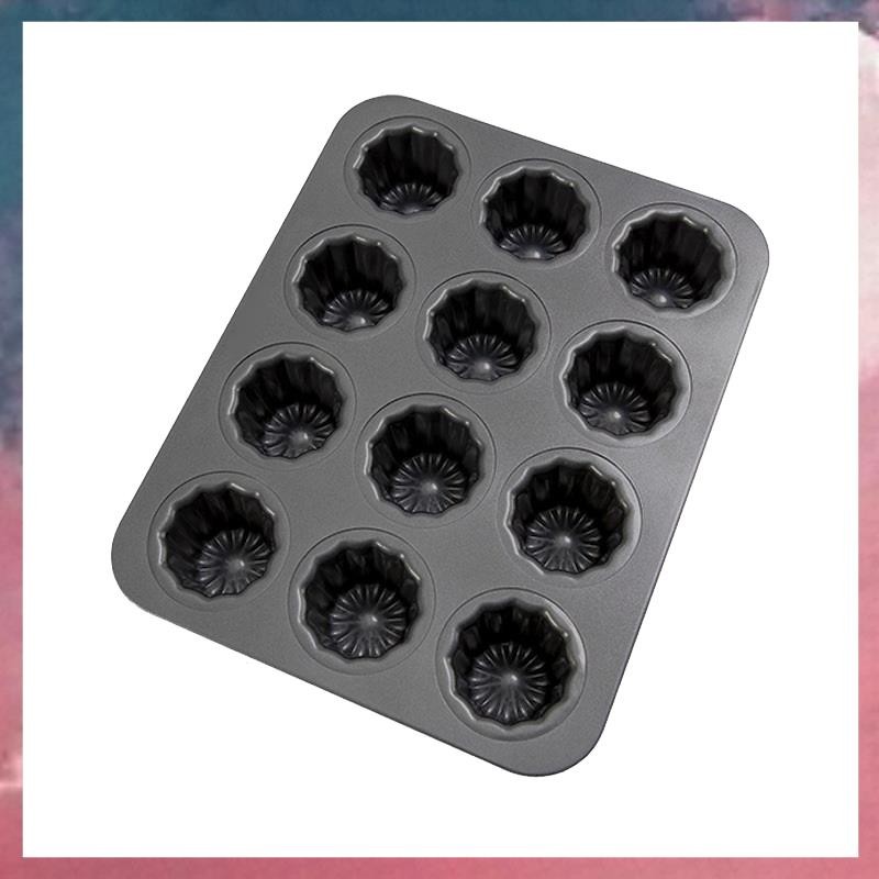 12-Cavity Canele แม่พิมพ์เค้ก Non-Stick Canele มัฟฟิน Bakeware สําหรับเตาอบเบเกอรี่พุดดิ้งแม่พิมพ์
