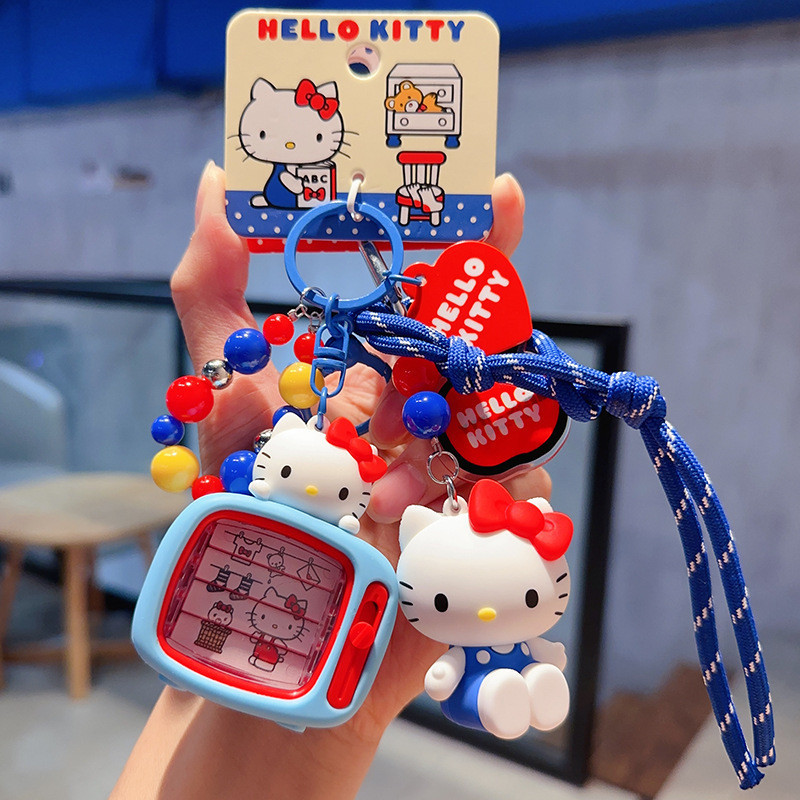[ใหม่] ของแท้ HelloKitty พวงกุญแจทีวี Hello Kitty/น่ารักสร้างสรรค์ผลิตภัณฑ์ใหม่ Charm ของขวัญขนาดเล็ก