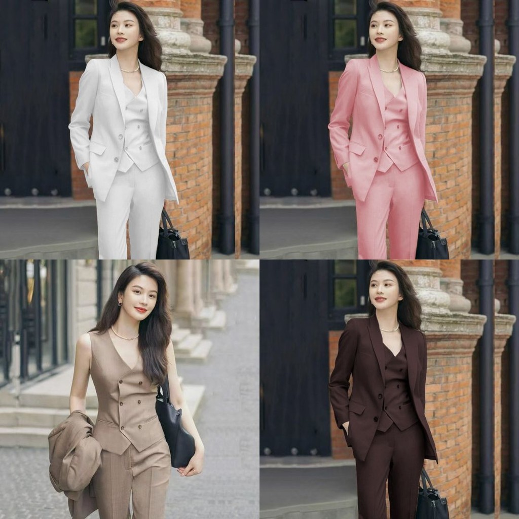 AJAYGNA ชุดเซ็ตสูท ชุดสูท 3 ชิ้น มีเสื้อกั๊กด้านใน Blazer เป็นทางการ ใส่ออกงาน ใส่ทำงาน พร้อมส่งในไทย SUIT-26