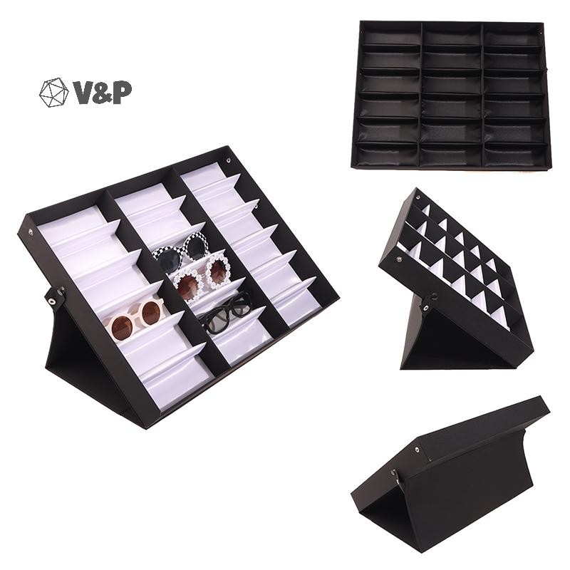 V & P 5/18 กริดพลิกแว่นตา กล่องแสดงตู้โชว์ สำหรับกันแดด กรณีจัดเก็บ สําหรับผู้หญิงและผู้ชายใหม่