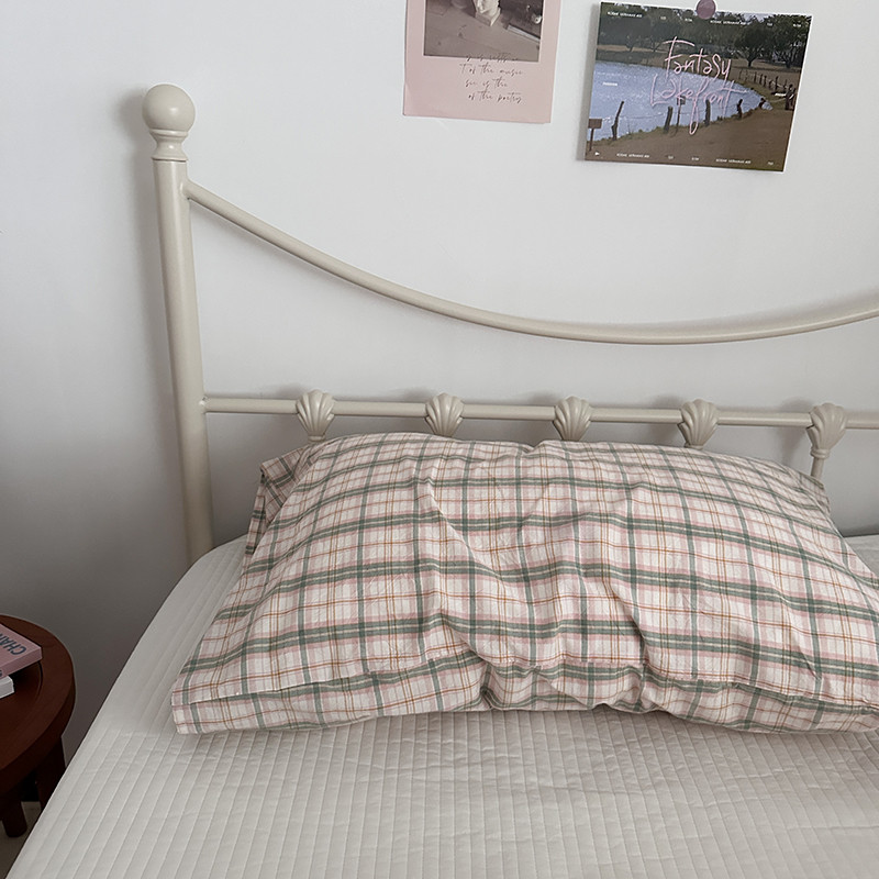 ตารางสีชมพูและสีเขียว ผ้าฝ้ายแท้คุณภาพสูง Super Soft 800TC pillowcase ปลอกหมอนผ้าฝ้ายหวีผ้าฝ้าย 100% ราคา ถูกที่สุด ดีลบีเคเค แกลเลอรีภาพที่ 5