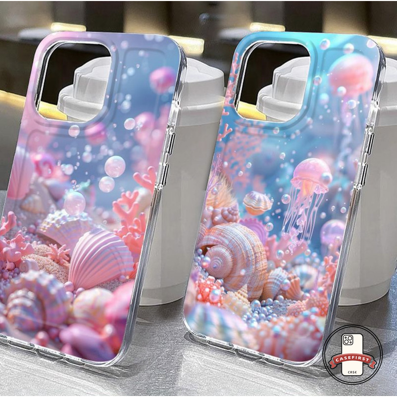 การ์ตูนชวนฝันสีชมพูแมงกะพรุนสี Conchเคส Redmi 13C Note 10s 9 13 11s 10 12 8 Pro 9T 12 12C 13 9A 10A 10C 9C 10 POCO M3