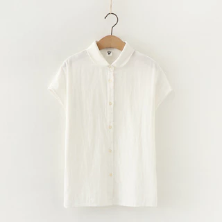 เสื้อผ้าฝ้าย 100% สุภาพสตรีญี่ปุ่นเส้นด้ายฝ้ายสองชั้นระบายอากาศผ้าฝ้ายแขนสั้นเสื้อนุ่มพิเศษข้าวเหนียวที่เรียบง่ายแขนกุดด้านบน