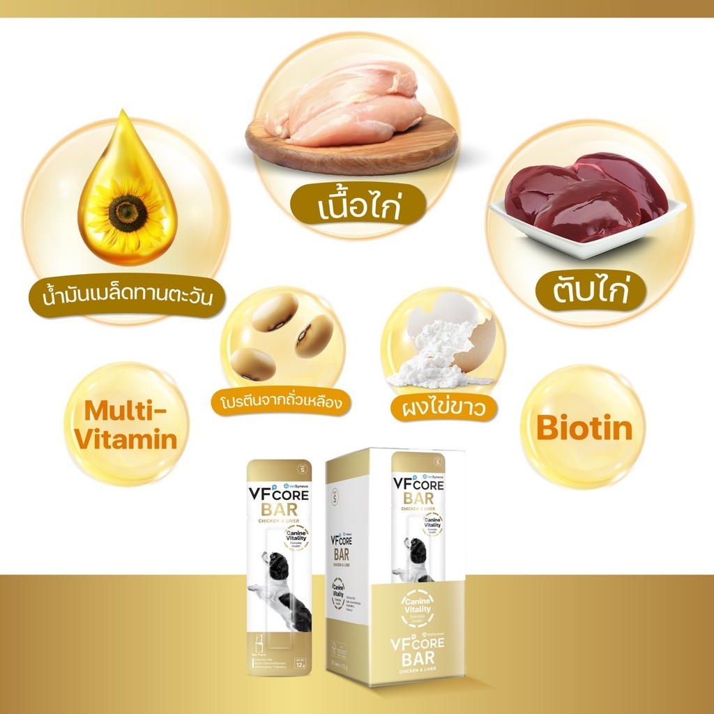 [20 ชิ้น] VFcore Bar วิตามินบาร์สำหรับสุนัข สุขภาพดี ที่แสนอร่อย บำรุงร่างกาย เสริมสร้างสุขภาพที่ดีรอบด้าน 12 กรัม - รูปที่ 2