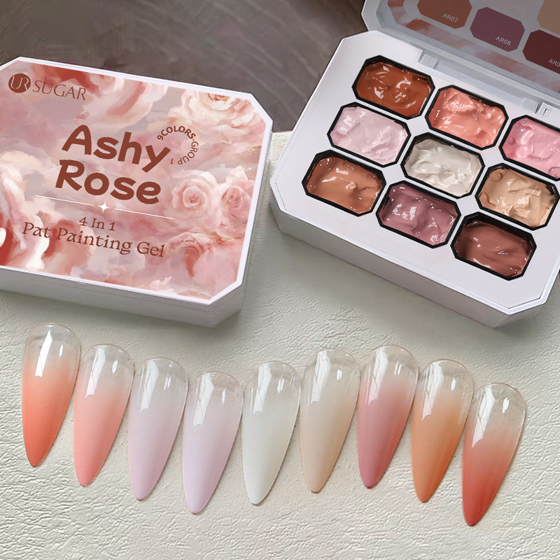 UR SUGAR Ashy Rose Pat จิตรกรรมเจล 4 In 1 เจล UV LED เจลเคลือบเงา Gradient Pat เล็บเจล