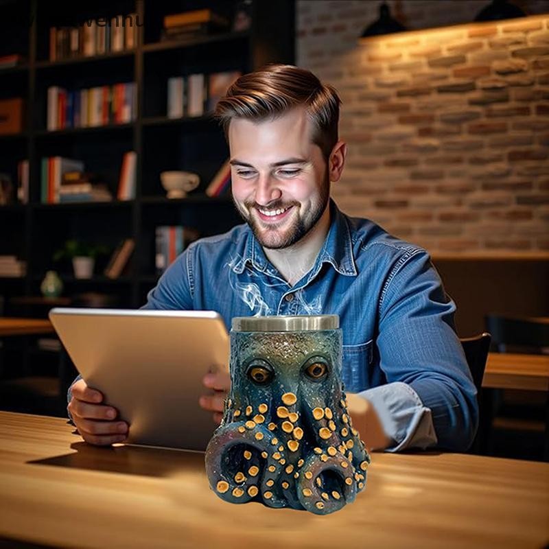 Tw Cthulhu-Inspired Pirate Tankard, Medieval Pirate Viking Beer Cup, 3D Octopus/Kraken Design แก้วเบ
