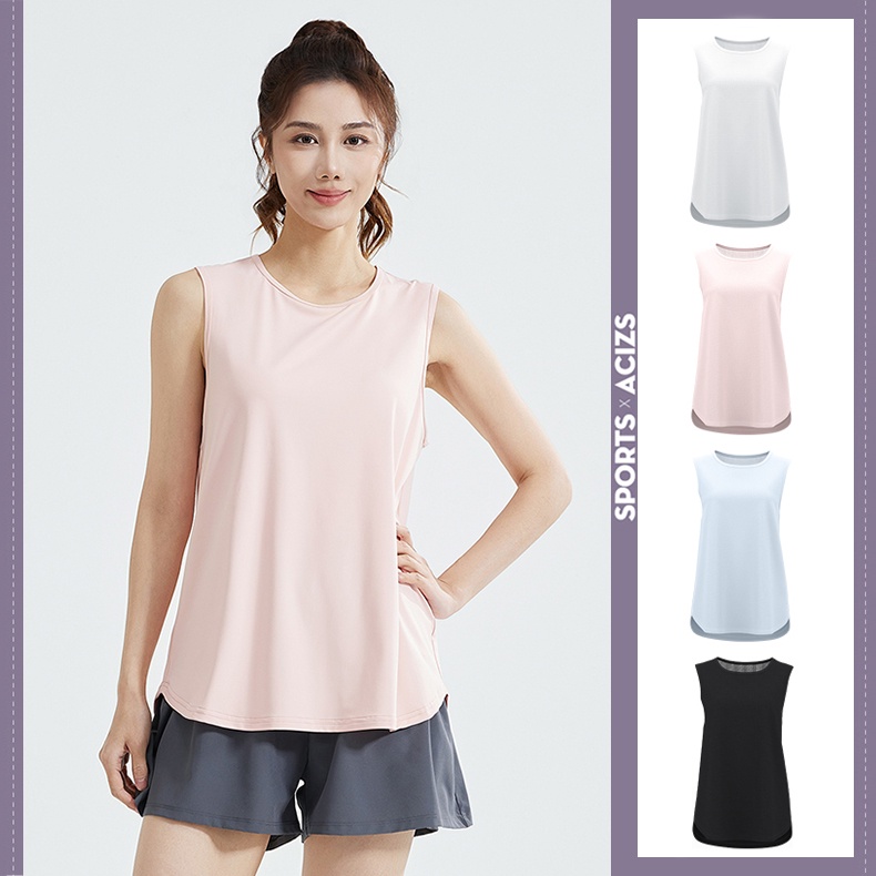 mvp sport เสื้อกั๊กแขนกุด เสื้อกีฬา เสื้อกั๊กตาข่ายหลังสวย เสื้อกั๊กคอกลมสีพื้น [กรุงเทพ. พร้อมส่ง]