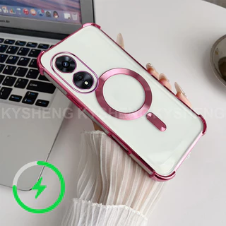 เคสสําหรับเคสโทรศัพท์ OPPO A60 TPU ชาร์จแม่เหล็กสี่มุมป้องกันการตกนิ่มโปร่งใส WBQ