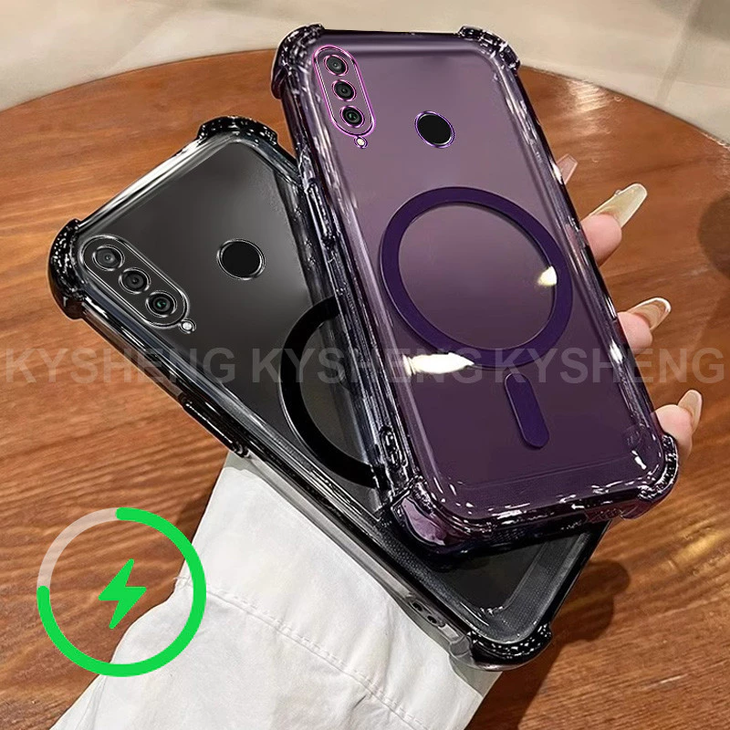 สําหรับ Huawei P30 lite P40 P50 P50E P60 P70 pro ULTRA เคสโทรศัพท์ TPU ชาร์จแม่เหล็กสี่มุม anti drop โปร่งใส soft shell WBQ