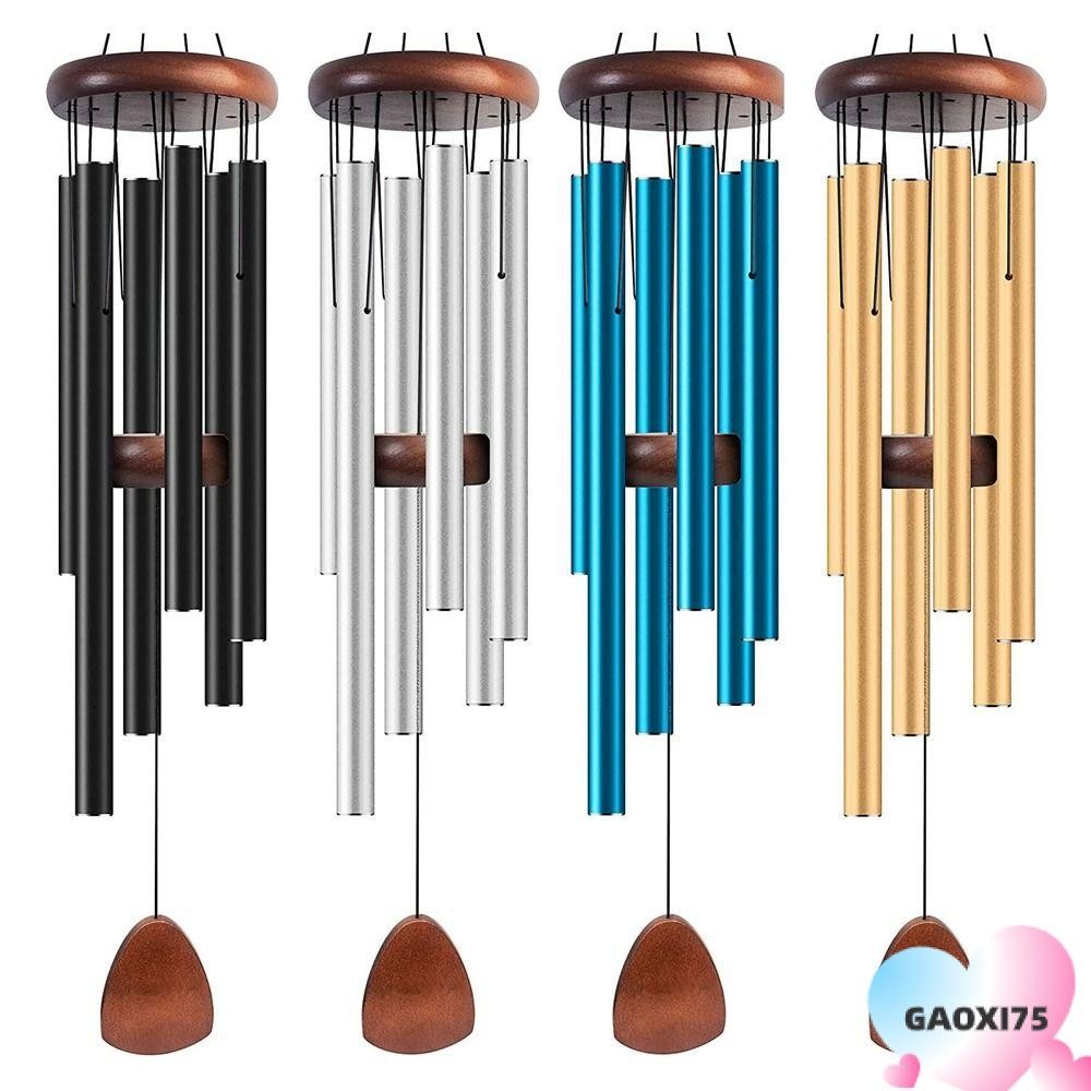GAOXI75 ท่อโลหะ Windchime, อลูมิเนียม 6 แท่งอลูมิเนียม Wind Chimes, จี้ Zen บรรยากาศ 26/32/37 นิ้ว Wind Bell กลางแจ้ง