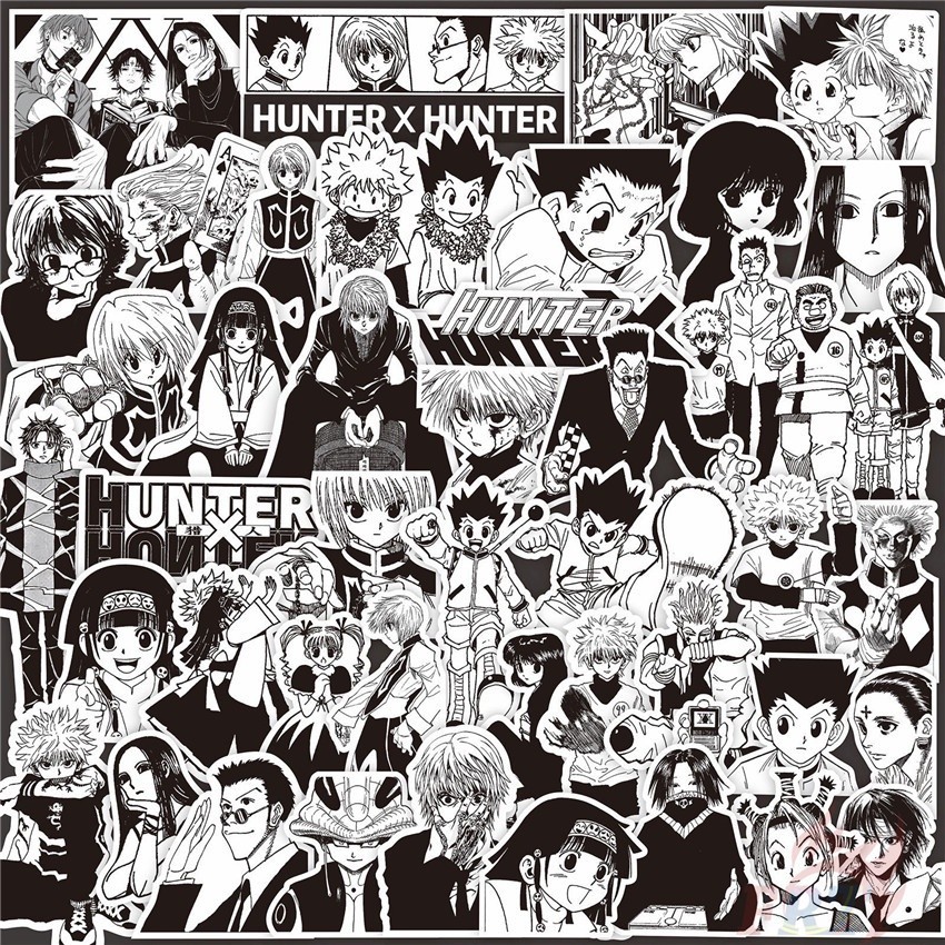 65Pcs/Set ❉ HUNTER×HUNTER . Classical Black & White Series 01 Stickers ❉ Fashion DIY Decals Doodle Stickers