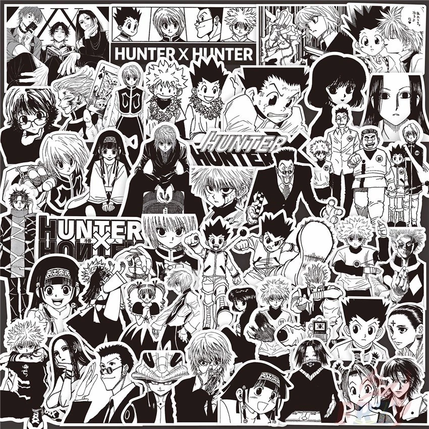65Pcs/Set ❉ HUNTER×HUNTER . Classical Black & White Series 01 Stickers ❉ Fashion DIY Decals Doodle Stickers