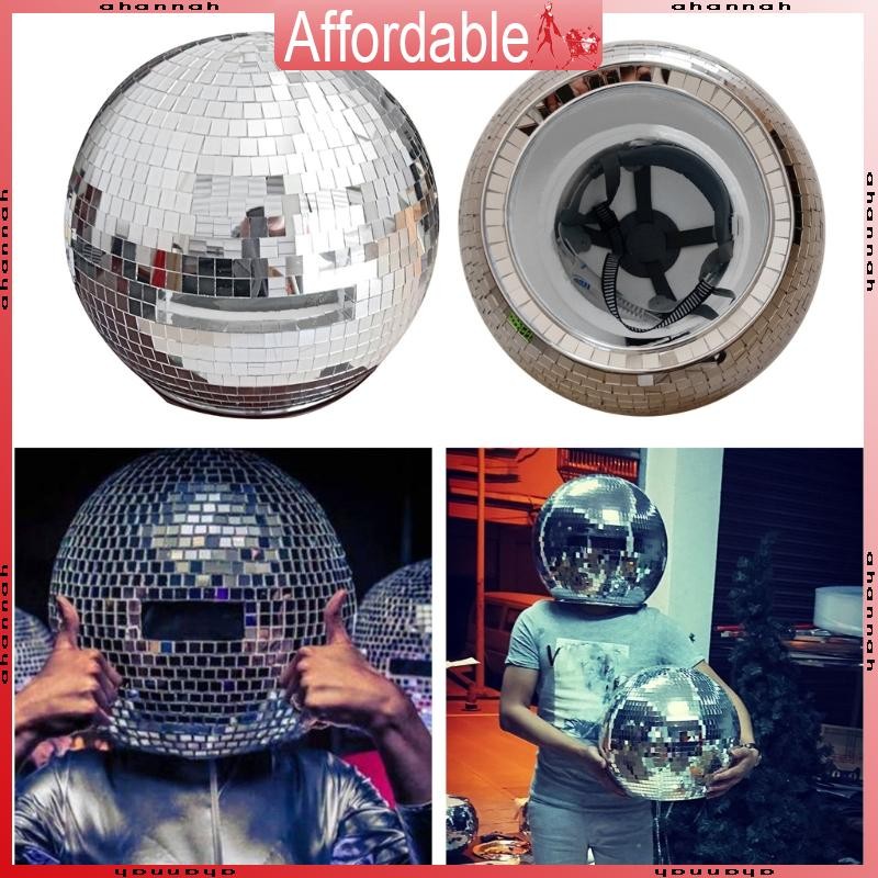 AH หมวกกันน็อคดิสโก้ Silver Glitter Discos หมวกกันน็อคตกแต่งงานปาร์ตี้สําหรับ Bar Club