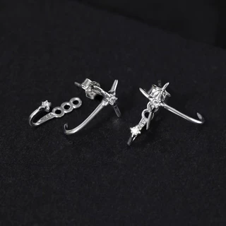 Roselife Cool แฟชั่นคริสตัลเงิน Cross Hook Pierced ต่างหูสำหรับผู้หญิงและผู้ชาย Studs เครื่องประดับ