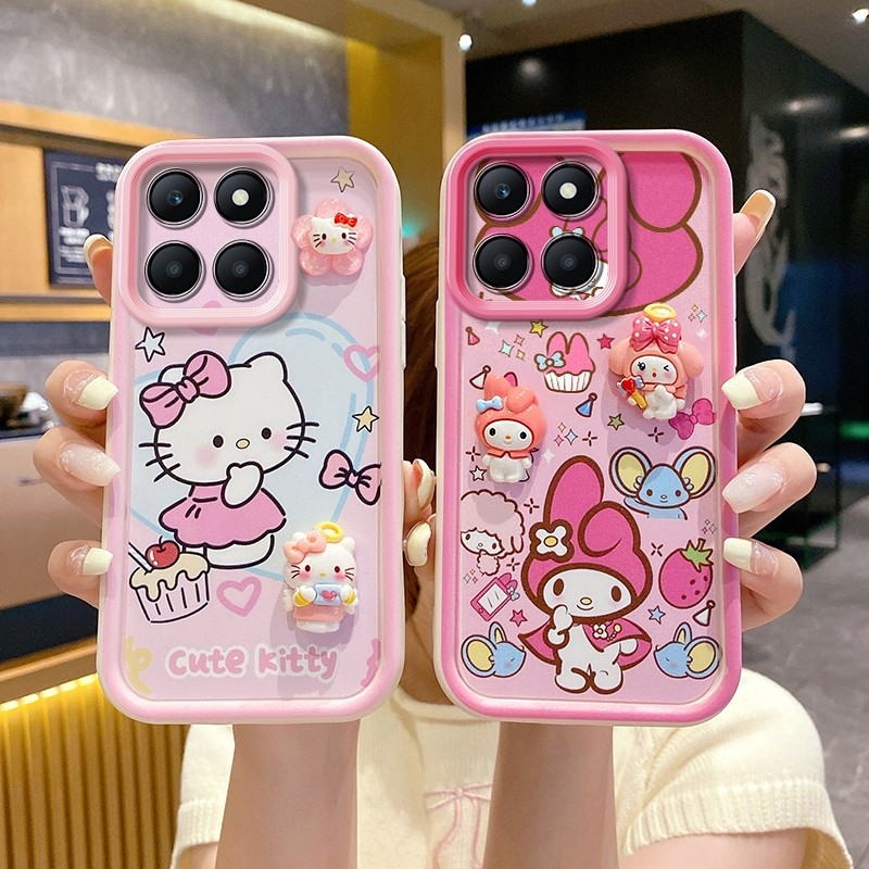 ซิลิโคนนุ่มการ์ตูน 3D สามมิติ Patch ตุ๊กตาสร้อยข้อมือเคสโทรศัพท์เหมาะสําหรับ Huawei Honor X7C/ALT-AN