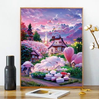 มีกรอบ ภาพวาดระบายสีตามตัวเลข ขนาด DIY ระบายสีตามตัวเลข 30*40 ซม.สไตล์ญี่ปุ่น สําหรับตกแต่งบ้าน
