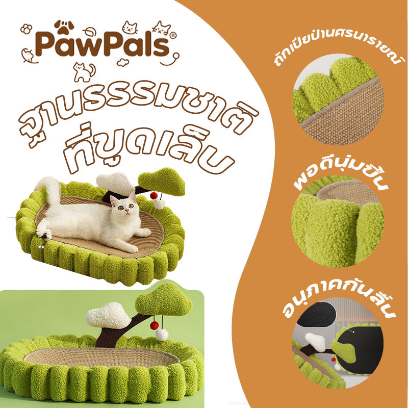 PawPals ที่ลับเล็บแมว  ที่นอน 2 in 1 แบบต้นไม้/อ่าง กระดาษลูกฟูก แข็งแรงทนทาน