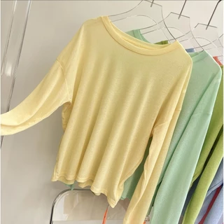 77UNI เสื้อคลุมกันแดด เสื้อยืดแขนยาว กันแดด ซีทรูแขนยาวผู้หญิง TShirt 019 เสื้อซีทรู เสื้อยืดแขนยาว ผ้าบางใส่สบายไม่ร้อน