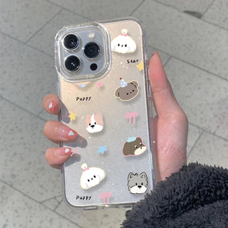 เคส iPhone 16 Pro Max iPhone 11 เคสใสแบบแวววาว TPU นุ่มสีสันสดใส สัตว์น่ารักและสวยงาม Compatible iPhone15 Pro max 14 13