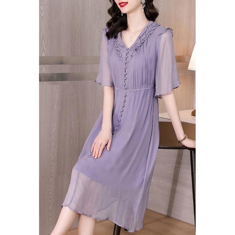 Zhumu 2025 แฟชั่นเกาหลีรุ่นเอว Slimming และสบายๆ อารมณ์ V คอ Pl2025 สไตล์ Slimming casual All-Functi