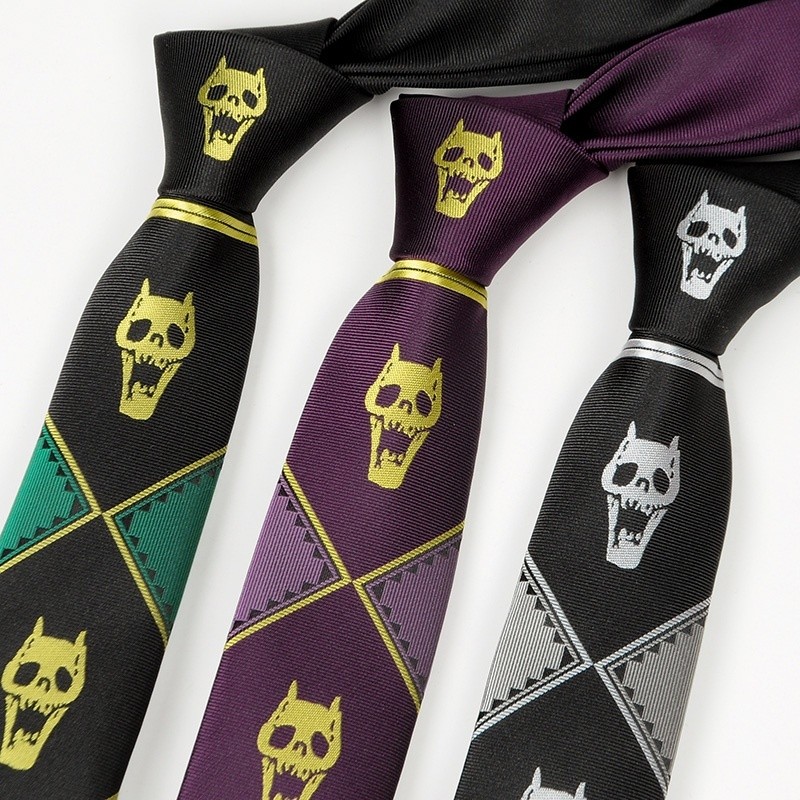 เวอร์ชั่นญี่ปุ่น JOJO Kira Yoshikage Bizarre Adventure Skull สีดําซิป Tie หญิงอะนิเมะ DK มือ Tie ชาย