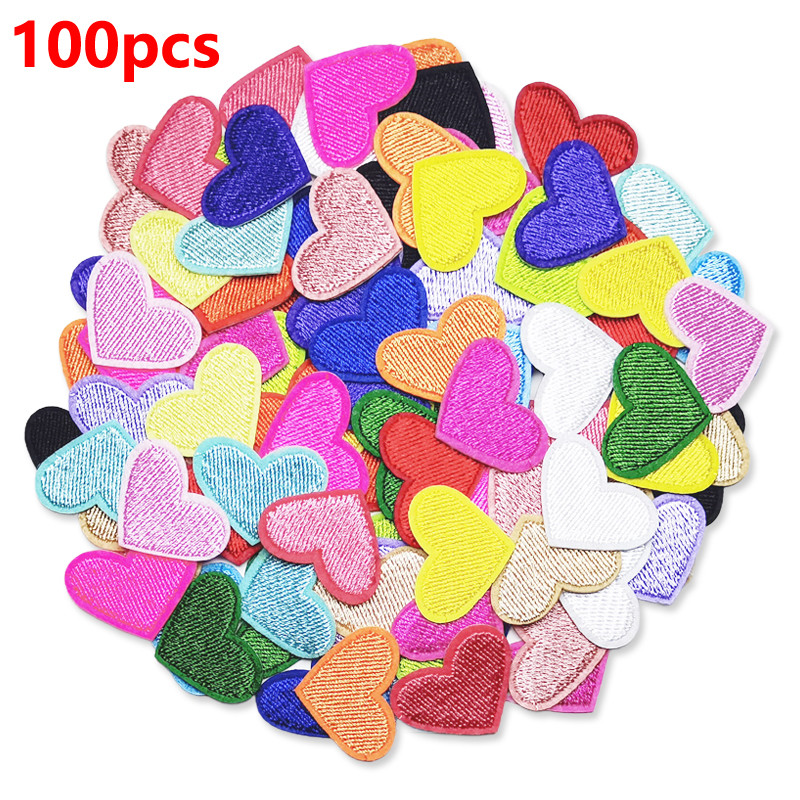 100 ชิ้นเหล็กบนแพทช์ Lot เย็บสําหรับเสื้อผ้าหัวใจน่ารักขนาดเล็กปัก Stitch เด็ก Applique ขายส่งจํานวนมากแจ็คเก็ต Parche Ropa