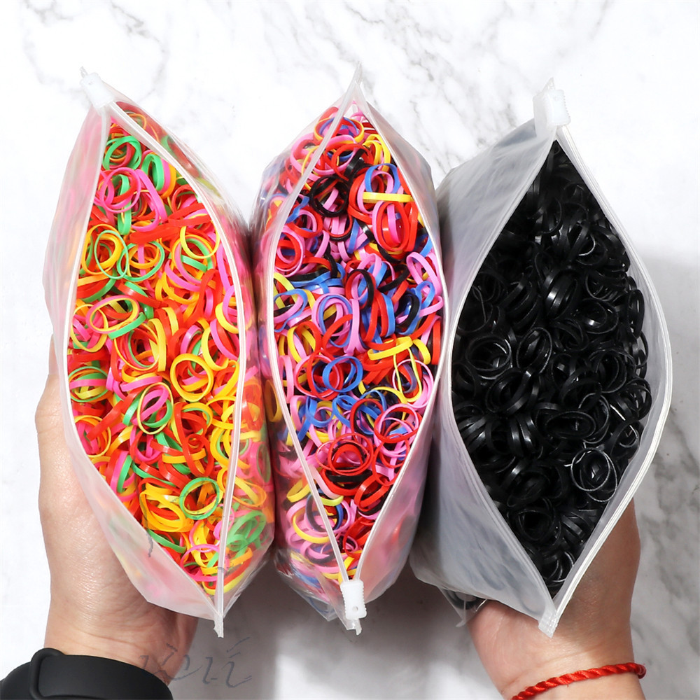 1000ชิ้นที่มีสีสันไม่ทําลายยางผมวง ทนทานสำหรับเด็ก ผูกรองเท้า และอุปกรณ์ผม