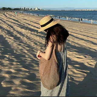 🌸กระเป๋าถักชายหาด กระเป๋าไปทะเล กระเป๋าช็อปปิ้ง สะพายข้าง เที่ยวทะเล summer Beach Tote Bag