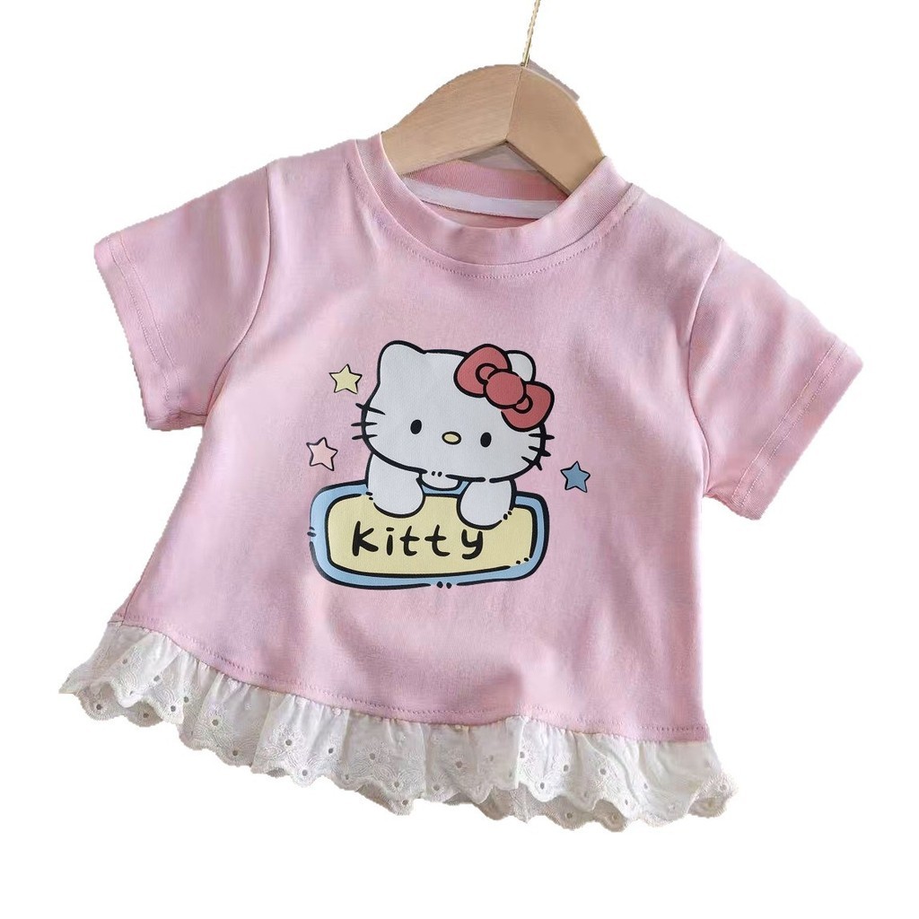 [ZY] 80-150 พร้อมสต็อกเด็กผ้าฝ้ายแท้แขนสั้นเสื้อยืดลูกไม้ด้านบนเด็กสบายๆสั้น T Bottoming เสื้อ All-Match Top เสื้อผ้าเด็กแฟชั่น Fast Shipping Mykitty Hello Kitty ราคา ถูกที่สุด ดีลบีเคเค แกลเลอรีภาพที่ 9