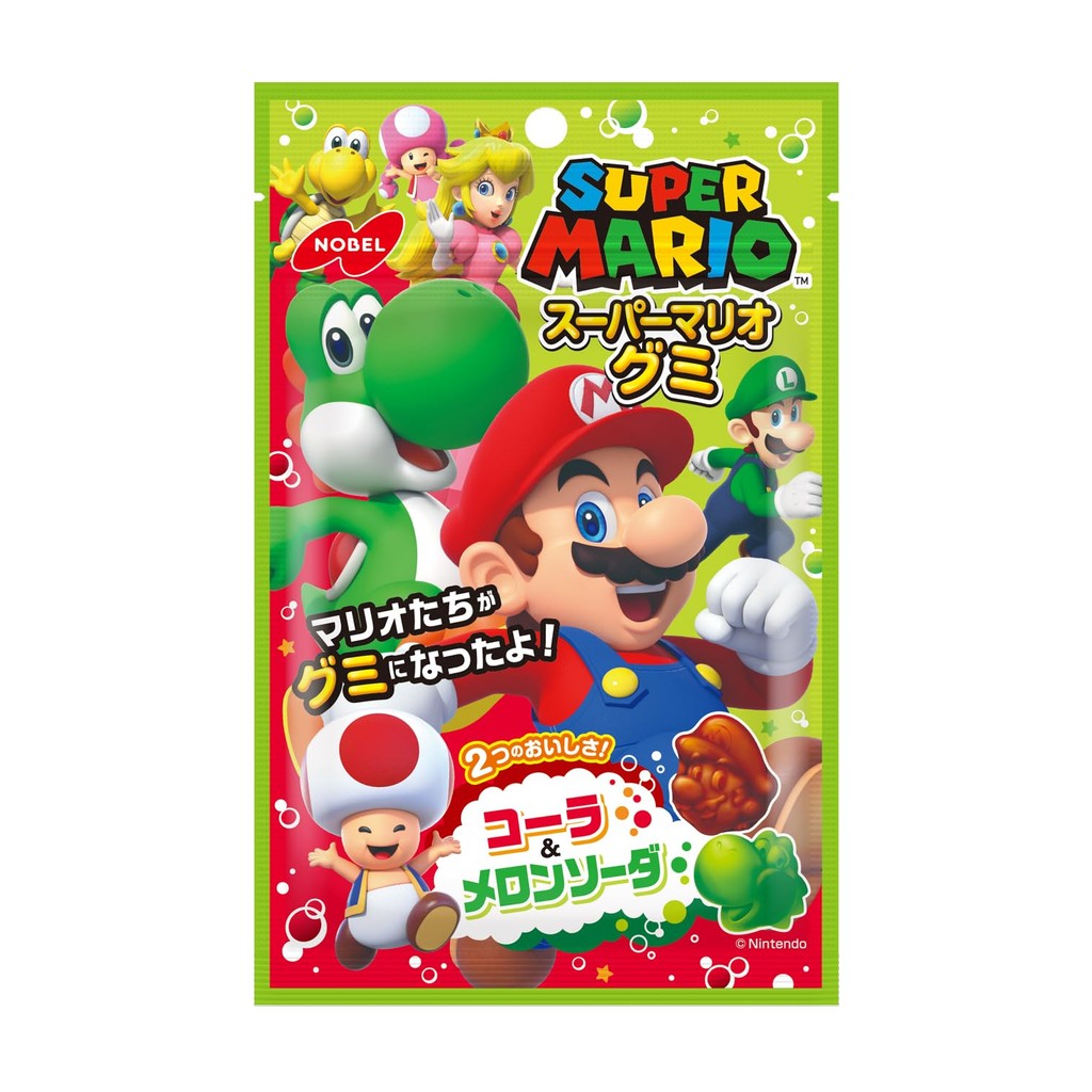 Nobel Confectionery Super Mario Gummy Cola & Melon Soda 50g x 6 bags