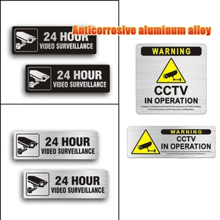 ป้ายกล้องวงจรปิด cctv ป้ายเตือน แบบโลหะ สติ๊กเกอร์มีกาวในตัว ภาพสวยคมชัด