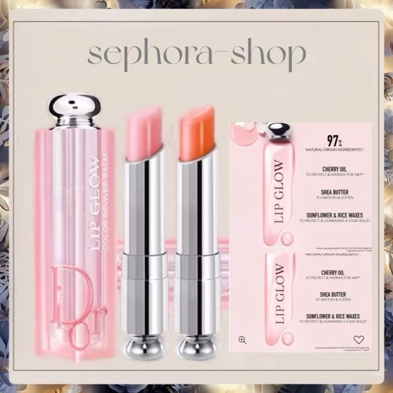 ลิป Dior Addict Lip Glow ลิปมันเปลี่ยนสี ให้ความชุ่มชื้น #001#004#008#012#015#025#Dior 8 #1947 3.5g