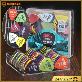 สินค้ามีคุณภาพ ชุด100ชิ้น ปิ๊กกีตาร์โปร่ง ปิ้กกีตาร์ไฟฟ้า Guitar pick Alice ขนาด0.58/0.71/0.81/0.96/1.2/1.5MM