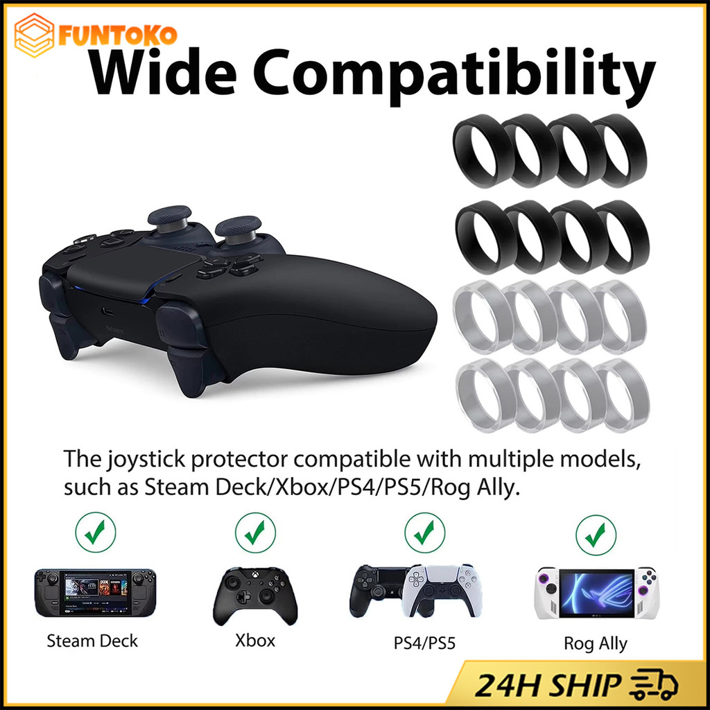 สินค้ามีคุณภาพ 4ชิ้น แหวนซิลิโคนกันรอยจอย pro ps5 PS4 XBOX VR2 ป้องกันรอย อุปกรณ์เสริม สีดำ สีใส