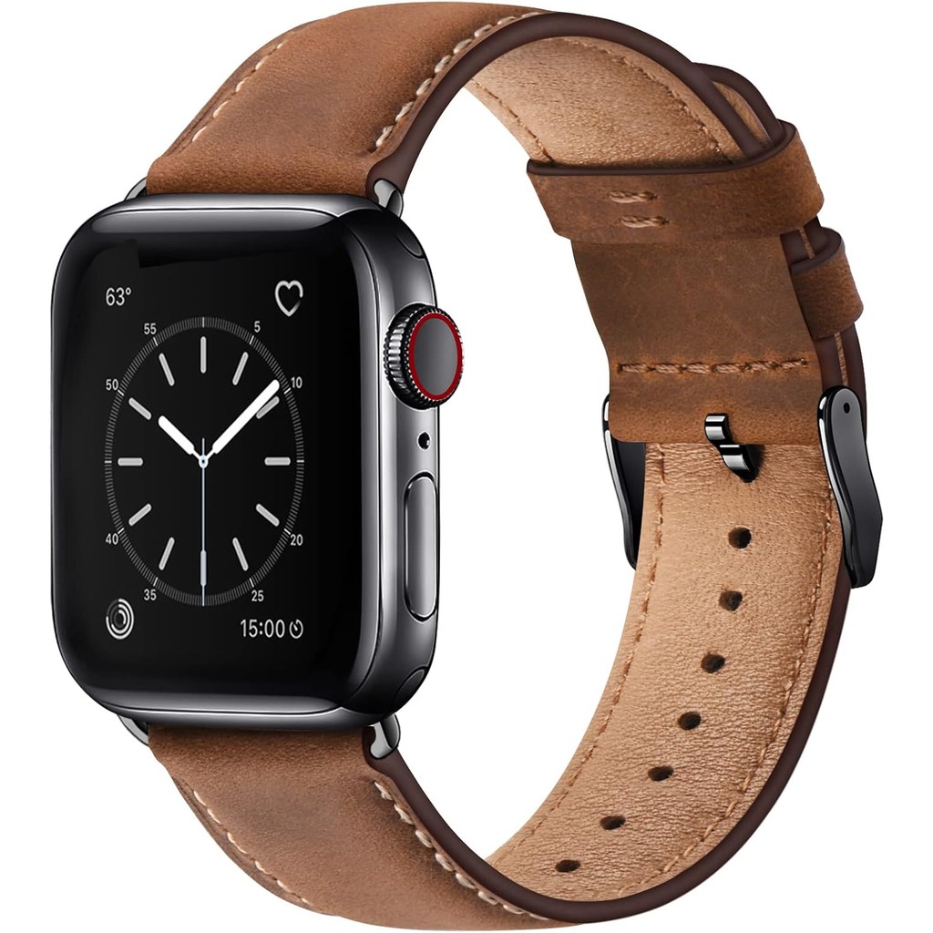 สาย iwatch เข้ากันได้กับ iWatch 42mm(Series 3 2 1) 44mm 45mm 46mm 49mm for Men Women, Top Grain Leat
