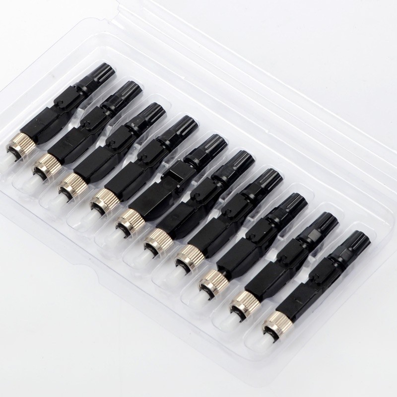หัวไฟเบอร์ออฟติกแบบ Fast Connector FC UPC แพ็ค 10หัว FTTH FTTX หัวกลมสีดำ SM Fibet optic