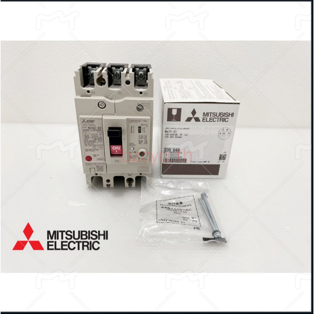 [ในประเทศไทย]MITSUBISHI เบรกเกอร์ป้องกันไฟดูด NV32-SV 3P อุปกรณ์เสริมกระแสใหม่ 100.200.500mA