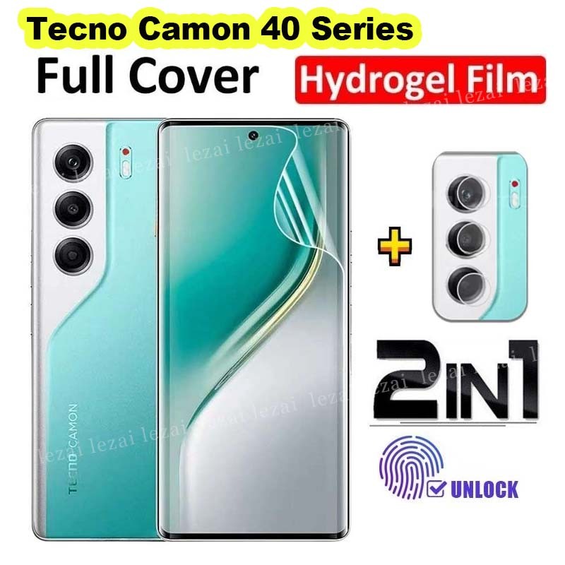 2in1 ฟิล์มไฮโดรเจลเต็มรูปแบบ Tecno Camon 40 Pro Camon40 40Pro 4G 5G Tecno Camon 40 Premier 5G 2025 ป