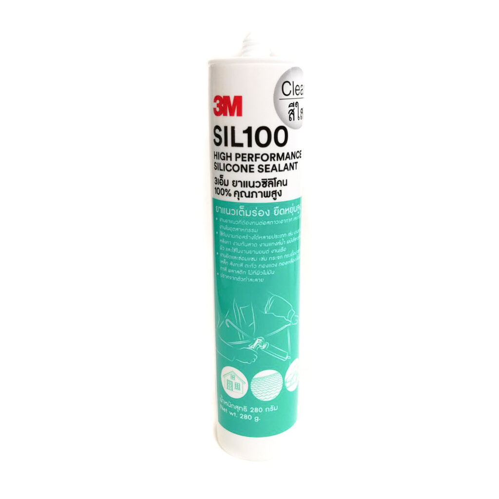 3M SIL100 กาวซิลิโคน ไร้กลิ่น-กรด งานทั่วไป 280 กรัม สีใส ขาว ดำ 3เอ็ม