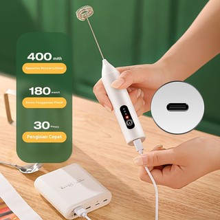 Hand  Mixer Mini Mixer Pengocok Susu Milk Frother High Speed Rechargeable Type-C