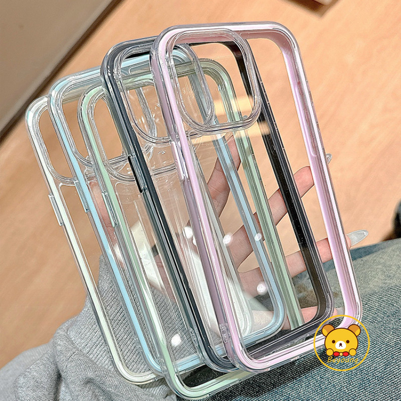 สีทึบขอบปลอกสําหรับ OPPO Reno 14 13 11 9 Pro 8T 8Z 7Z 8 7 Lite 6 5 5K น่ารักเคสโทรศัพท์สีลูกกวาดเรียบง่ายนุ่มกันกระแทกฝาหลังใส