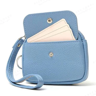 (ส่งด่วน)xspeedfashion(X2405) กระเป๋าสตางค์ใบสั้น+สายคล้องมือ มีช่องข้างหน้าใส่ของ ขนาด5นิ้ว หนังPU มี2ซิป