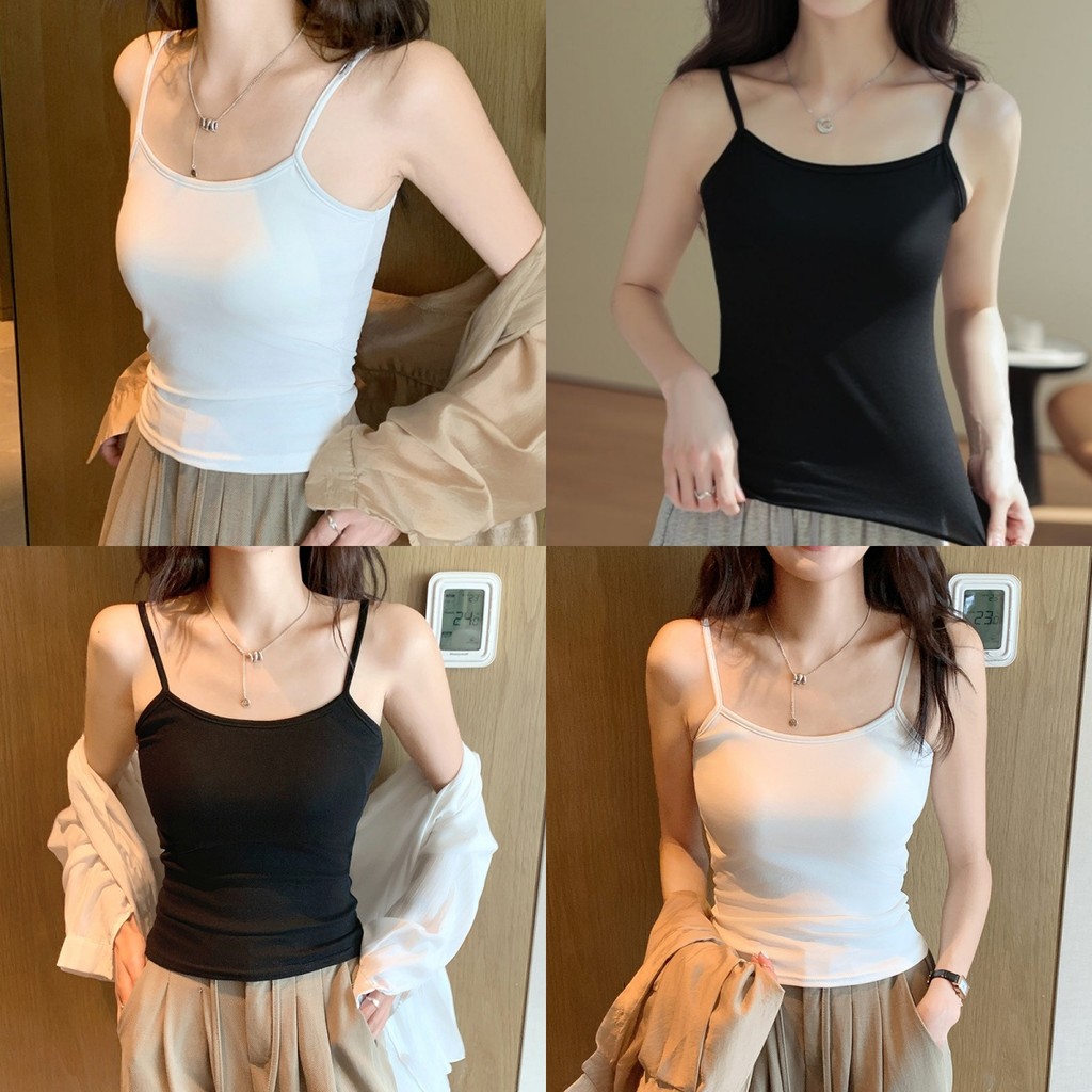 🍐เสื้อสายเดี่ยว สีพื้น ผ้านิ่ม เข้ารูป เสื้อซับใน ผู้หญิง สไตล์ลำลอง ฤดูร้อน ใส่สบาย สวย จัดส่งทันที