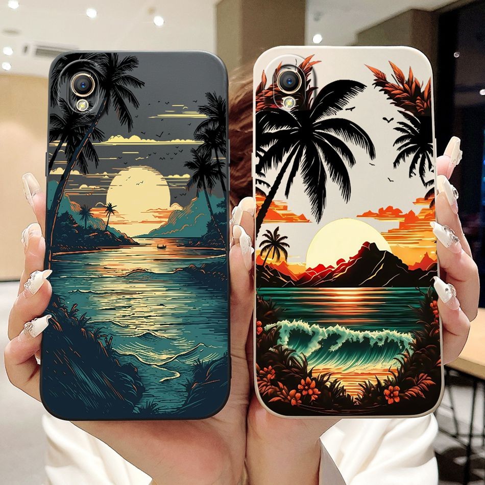 สําหรับ OPPO A37 A37f A37fw A37m Neo9 ใหม่แฟชั่น Dusk Beach ภาพวาดปลอก OppoA37 37f 37fw เลนส์ป้องกัน