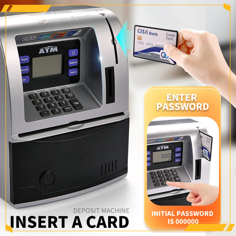 [พร้อม คลังสินค้า ข้อเสนอพิเศษ] กระปุกออมสินของเล่น ATM เด็กกระปุกออมสินขนาดใหญ่เปลี่ยนกระปุกออมสินชายหญิงสร้างสรรค์รหัสผ่านกล่องเด็กวั
