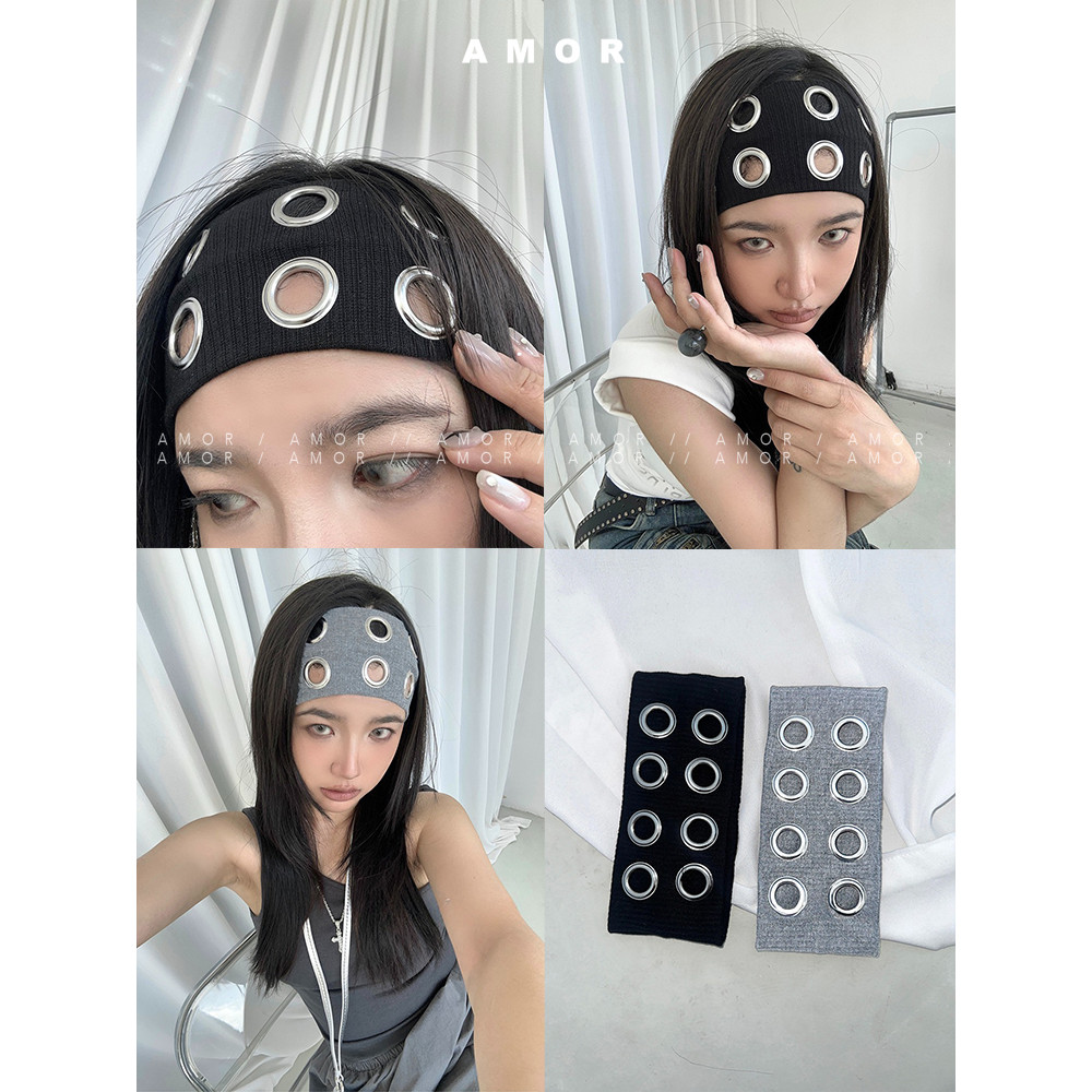 Hollow Wide-Brim ถัก Punk American Retro Hair Band