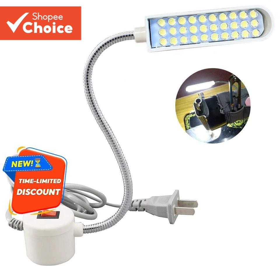 ไฟแบบพกพา 30LED ฐานแม่เหล็กคอห่านแบบยืดหยุ่นสําหรับโคมไฟจักรเย็บผ้าสําหรับเครื่องกลึง Workbench